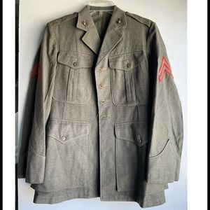 WWII USMC-Dress-Alpha-Green-Military-Coat-Jacket